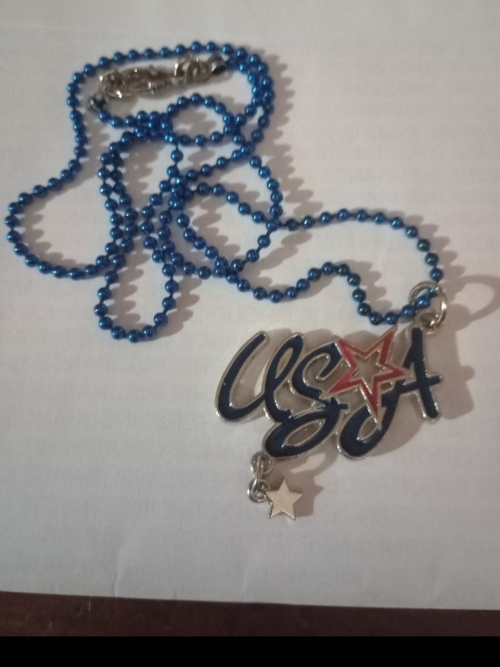 USA Star Blue Beaded Kids Necklace